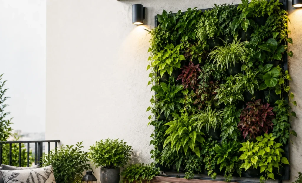 artificial garden on wall