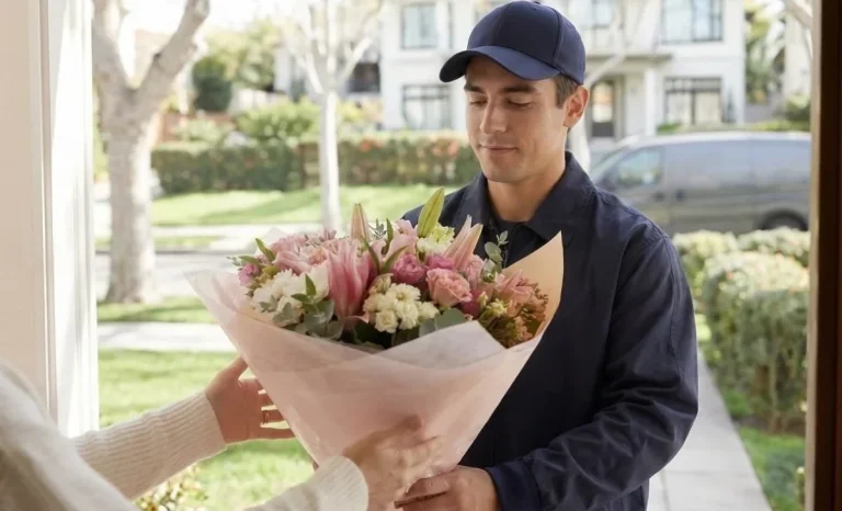 a man delivering flowers