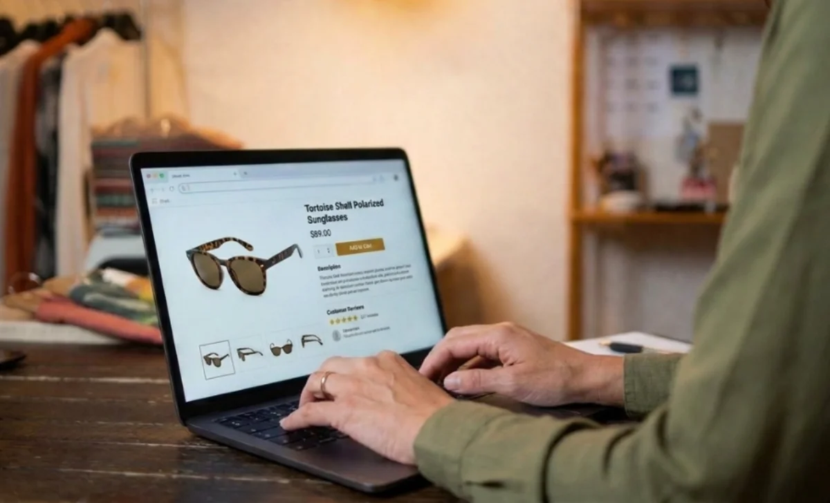 a woman browsing an online store