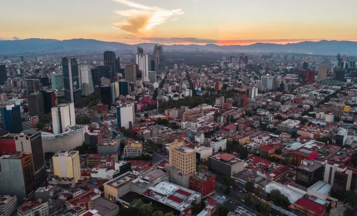 drone shot of mexico city