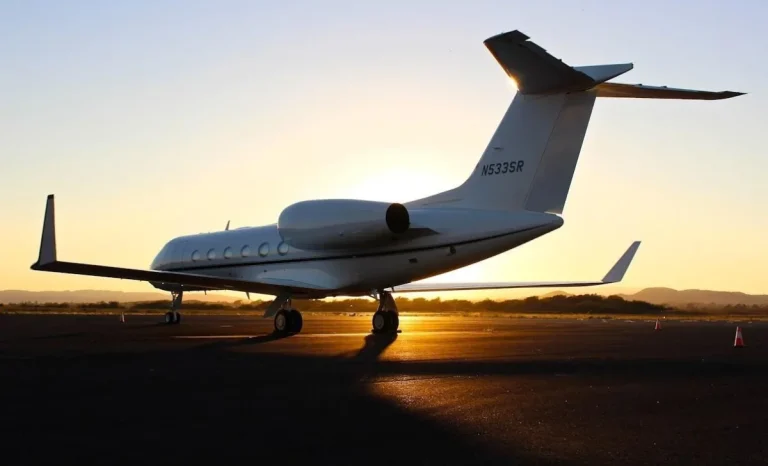 photo-of-a-private-jet-in-sunset